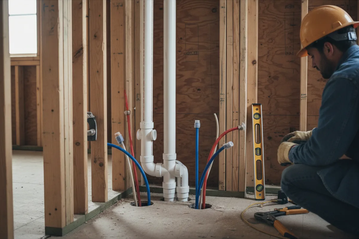 Drain and supply rough-in during Leak Detection in Hackleburg