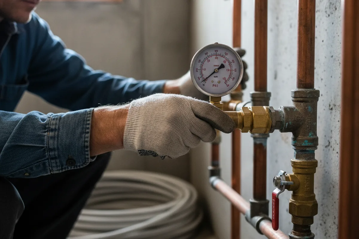 Pressure testing a repaired line during Water Line Repair in Hackleburg
